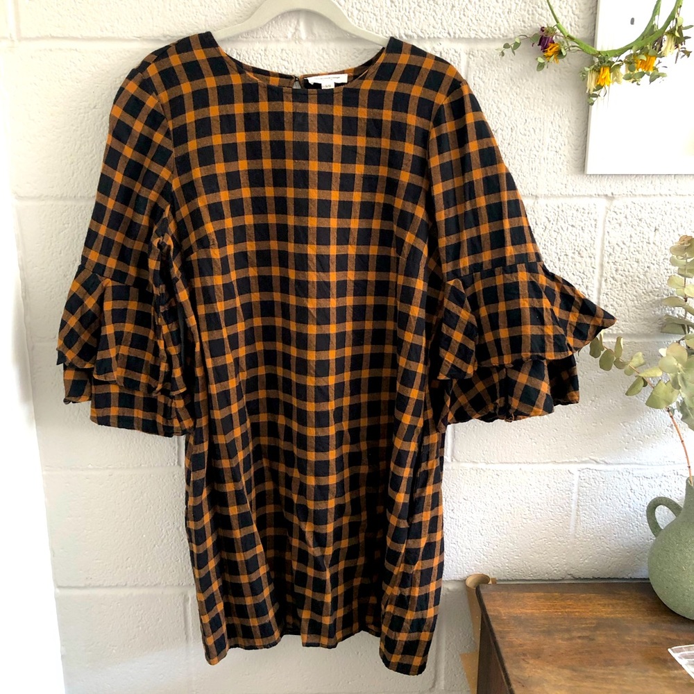 Flannel Checked Dress with Pockets